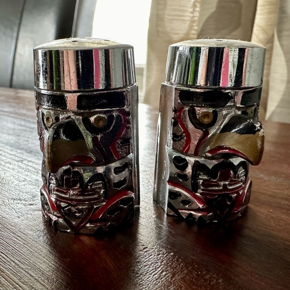 2/$30 - Vintage Inuit totem pole salt and pepper shakers metal